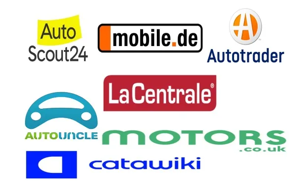 Európa legjobb autóipari apróhirdetési platformjainak logói